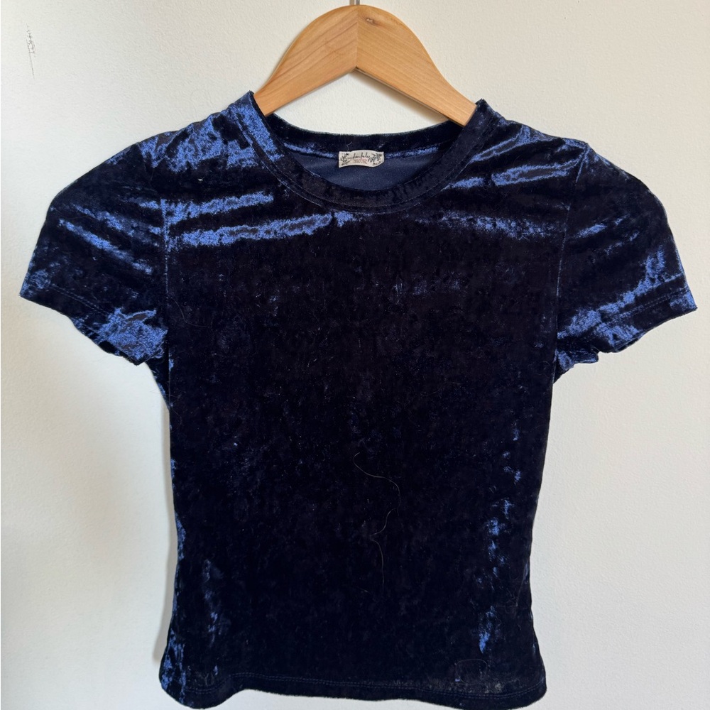 Intimately by FREE PEOPLE crushed velvet tee in navy